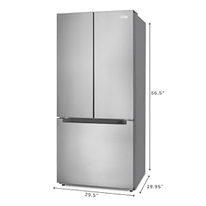 KoolMore KM RERFDSS 18C 30 Inch and 185 cu ft Counter Depth French Refrigerator with Three Doors and Deep Freezer in Stainless Steel Silver