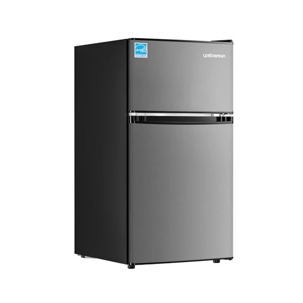   Upstreman-31-CuFt-Mini-Fridge-with-Freezer-Double-Door-Small-Fridge-Dorm-Essentials-Adjustable-Thermostat-Energy-Saving-Mini-Refrigerator-for-Office-DormBedroom-Stainless