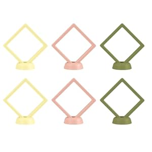 6 Pcs 3D Floating Display Case Frame Display Holder Stands Transparent PE Film Storage Box for Jewelry Challenge Coin Medal Antique 3.5 x 3.5 x 0.8 Inches (Style 2)