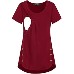 Quinee Women’s Casual Button Side Nursing Tops Maternity Breastfeeding Tunic