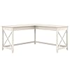 Bush Furniture Key West 60W Modern Farmhouse L Shaped Desk in Linen White Oak 60 Inch Corner Table for Home Office