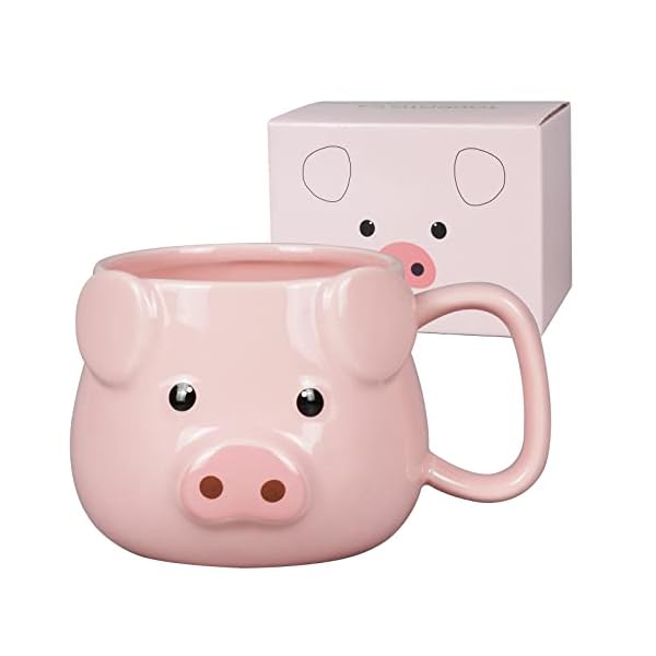   Pig-Coffee-Mug-14-oz-Ceramic-Novelty-Coffee-Mug-3D-Porcelain-Tea-Mug-for-Women-Christmas-Housewarming-Holiday-Birthday-Gifts-for-Women-Mom-Kids-Teacher-and-Best-Friend-Pink