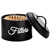 Suwimut Coffee Filter Holder Black Basket Coffee Filter Holder Storage Container with Lid Round Metal Coffee Filter Dispenser for Counter Rustic Farmhouse Coffee Bar Accessories Decor