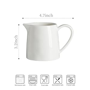 Creamer 9 oz creamer pitcher white creamer with handle porcelain small milk pitcher coffee farmhouse kitchen accessory  urban country home decor