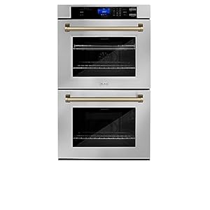 ZLINE 30″ Autograph Edition Double Wall Oven with Self Clean and True Convection in Stainless Steel and Champagne Bronze (AWDZ-30-CB)