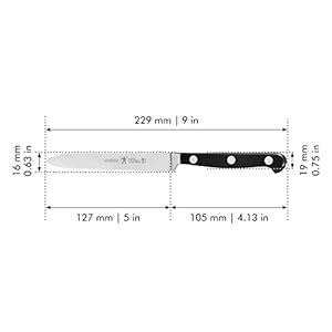 ZWILLING HENCKELS Classic Razor Sharp 5 inch Serrated Utility Knife Tomato Knife German Engineered Informed by 100 Years of Mastery BlackStainless Steel