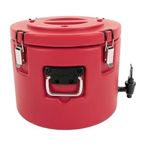53 gallon insulated beverage cooler dispenser with stainless steel interior and spout portable sports cooler for camping hot drink dispenser for hot tea coffee cold milk water juice red  urban country home decor
