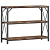 Homeiju Entry Table 40 Width 3 Tier Entryway Table with Storage Industrial Sofa Table with Open Shelves Foyer Tables for Entryway Hallway Kitchen Living Room and Bedroom Rustic Brown