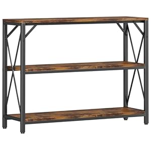Homeiju Entry Table 40 Width 3 Tier Entryway Table with Storage Industrial Sofa Table with Open Shelves Foyer Tables for Entryway Hallway Kitchen Living Room and Bedroom Rustic Brown