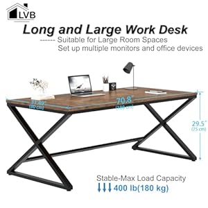 Lvbrusticlargehomeofficedesk708longandwidecomputerdeskwoodmetalworkdeskforstudywritinggamingfarmhousedualmonitorworkstationexecutivedeskcomputertablerusticbrown  Urban Country Home Decor Lvb rustic large home office desk 708 long and wide computer desk wood metal work desk for study writing gaming farmhouse dual monitor workstation executive desk computer table rustic brown  urban country home decor