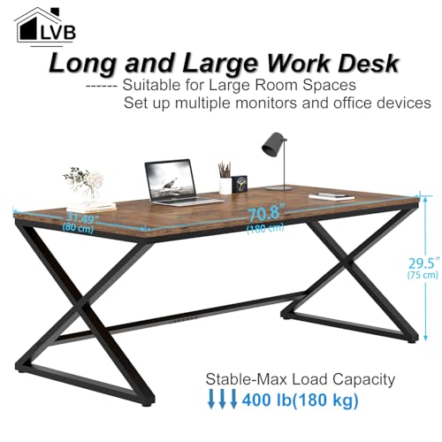 Lvbrusticlargehomeofficedesk708longandwidecomputerdeskwoodmetalworkdeskforstudywritinggamingfarmhousedualmonitorworkstationexecutivedeskcomputertablerusticbrown  Urban Country Home Decor Lvb rustic large home office desk 708 long and wide computer desk wood metal work desk for study writing gaming farmhouse dual monitor workstation executive desk computer table rustic brown  urban country home decor