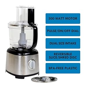 Kenmore 11 Cup Food Processor - Vegetable & Fruit Salad Cutter, Multifunctional, Chopper, Clicer, Mincer, Puree, Grater, Blades, Shredder, Compact Stainless Steel Kitchen Appliances, 500 W Black Kenmore 11 Cup Food Processor Vegetable Fruit Salad Cutter Multifunctional Chopper Clicer Mincer Puree Grater Blades Shredder Compact Stainless Steel Kitchen Appliances 500 W Black