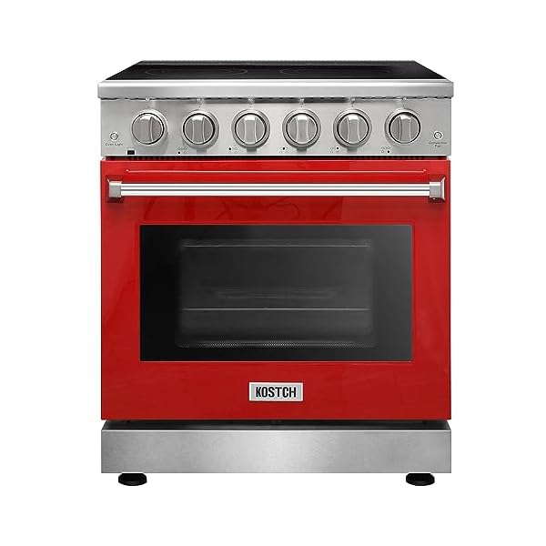   30-inch-Professional-Electric-Range-with-5-Heating-Elements-Cooktop-455-Cu-Ft-Convection-Oven-Capacity-Smooth-Glass-Top-in-Stainless-Steel-KOS-30RE06H-Red