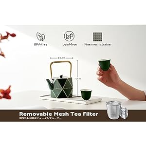   Toptier-Cast-Iron-Teapot-Stovetop-Safe-Japanese-Cast-Iron-Tea-Kettle-Diamond-Design-Tea-Pot-with-Removable-Infuser-for-Loose-Tea-30-Ounce-900-ml-Dark-Green