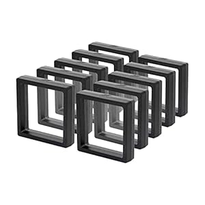 Coin Display Stand, 10 pcs Black 3D Floating Frame for Challenge Coins, AA Medallions, Jewelry- 4.3 x 4.3 x 0.8 Inches