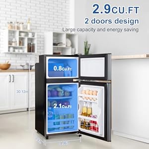   Mini-Fridge-with-Freezer-29-CuFt-Small-Fridge-Energy-Saving-Low-Noise7-Adjustable-Thermostat-Double-Door-Small-Refrigerator-for-Dorm-Bedroom-Office