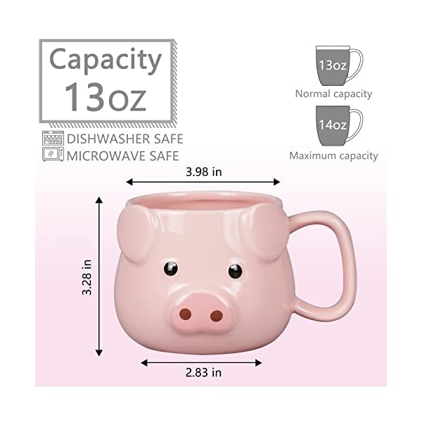   Pig-Coffee-Mug-14-oz-Ceramic-Novelty-Coffee-Mug-3D-Porcelain-Tea-Mug-for-Women-Christmas-Housewarming-Holiday-Birthday-Gifts-for-Women-Mom-Kids-Teacher-and-Best-Friend-Pink