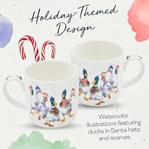 Royalworcester14ozduckthehallschristmasmugwithduckdesignfinebonechinawinterholidaycoffeemugmicrowavedishwashersafewrendaledesignsfestiveholidaytableware  Urban Country Home Decor Royal worcester 14 oz duck the halls christmas mug with duck design fine bone china winter holiday coffee mug microwave dishwasher safe wrendale designs festive holiday tableware  urban country home decor