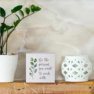 Inspirational Quotes Home Office Decor Wooden Box Sign Motivational Rustic Decorative Wood Plaque Office Desk Accessories Farmhouse Team Work Wood Table Sign for Countertop Work Desk Meeting Room