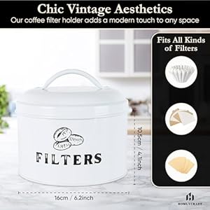 Coffee Filter Holder Vintage Coffee Filter Container with Lid Braided Cotton Drink Coasters for Counter Home White