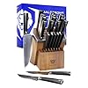 Dalstrong Vanquish Series 24pc Stainless Steel Knife Set with Block Kitchen Scissors Forged High Carbon German Steel Knife Set wPOM Black Handle NSF Certified Mens Valentines Gift