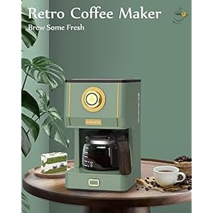 Amaste Drip Coffee Maker, Coffee Machine with 25 Oz Glass Coffee Pot, Retro Style Coffee Maker with Reusable Filter & Three Brewing Modes, 30minute-Warm-Keeping, Matcha Green Amaste Drip Coffee Maker Coffee Machine with 25 Oz Glass Coffee Pot Retro Style Coffee Maker with Reusable Filter Three Brewing Modes 30minute Warm Keeping Matcha Green