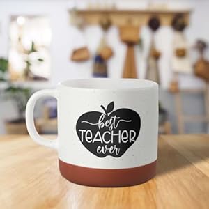 Best teacher ever mug 13 oz speckled ceramic educator coffee mugteacher apple themed mugfarmhouse style coffee cup  urban country home decor