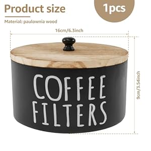 Coffee Filter Holder Wooden Large Capacity Rustic Coffee Filter Storage Case Dispenser with Bamboo Lid Round Organizer Basket Container Storage for Coffee Pod and Filter Coffee Bar Accessories