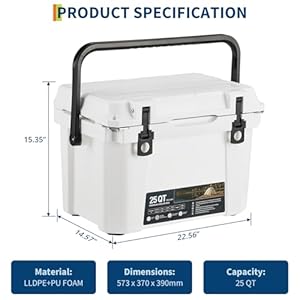 25 quart hard cooler portable insulated ice chest box for drink beverage beach camping fishing picnic barbecue travel  urban country home decor