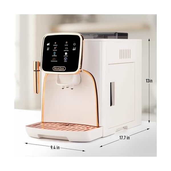 Zulay kitchen magia clasica fully automatic espresso machine with grinder touch screen coffee maker with one touch operation milk foam system for latte cappuccino macchiato cream copper  urban country home decor