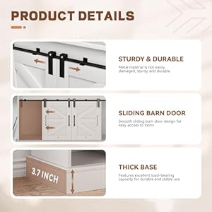 YITAHOME 52" Farmhouse Coffee Bar Cabinet with Storage, Buffet Cabinet with Goblet Holder, 5 Hooks, Power Outlets, Sideboard Cabinet with Sliding Barn Doors for Kitchen & Living Room (White) YITAHOME 52 Farmhouse Coffee Bar Cabinet with Storage Buffet Cabinet with Goblet Holder 5 Hooks Power Outlets Sideboard Cabinet with Sliding Barn Doors for Kitchen Living Room White