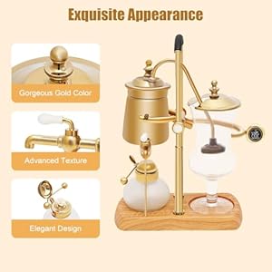 Jomcydm balance syphon coffee maker elegant unique belgian machine for coffee and tea easy to clean integrated filter gold accents decorative design best tasting coffee espresso brewer  urban country home decor