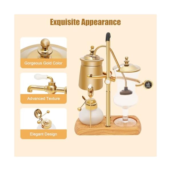 Jomcydm balance syphon coffee maker elegant unique belgian machine for coffee and tea easy to clean integrated filter gold accents decorative design best tasting coffee espresso brewer  urban country home decor
