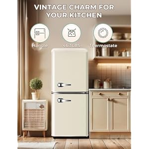 38 cuft retro fridge with bottom freezer and drawer 2 door refrigerator with 7 adjustable temperature settings for bedroom dorm office apartment large capacity white  urban country home decor