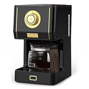 Amaste Coffee Maker 25 Oz Drip Retro Style Coffee Machine with Glass Coffee Pot with Reusable Coffee Filter Three Brewing Modes 30minute Warm Keeping CM 1003AE Black
