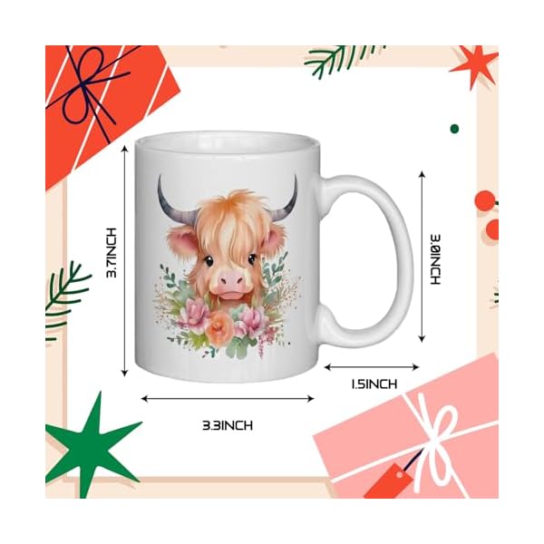   NATSUNO-Highland-Cow-Coffee-Mug-Scottish-Fluffy-Cow-Themed-Gift-Farm-Cup-11oz