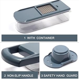 Vegetable Chopper Food Chopper Onion Chopper Vegetable SlicerVeggie Chopper with ContainerKitchen AccessoriesGrey6 Blade