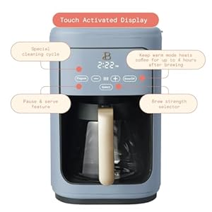 Beautiful 14 Cup Programmable Coffee Maker Touch Display 1200W Brew Strength Control Keep Warm Pause Serve Glass Carafe Reusable Filter Auto Shut Off Matte Finish Cornflower Blue