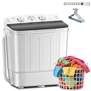 Moveable Twin Tub 18lbs Washing Machine with Dryin...