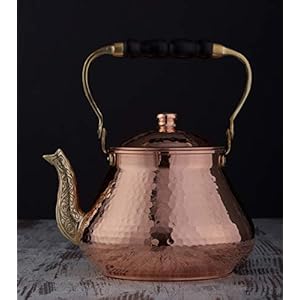 Demmex large copper teapot 1mm thick hammered handcrafted in turkey 3 quarts 28l  urban country home decor
