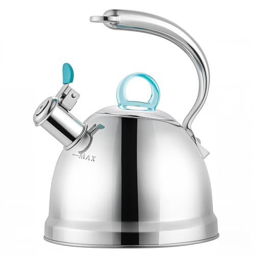 Harriet-Tea-Kettle-for-Stove-Top-25-Quart-Stainless-Steel-Whistling-Tea-Pot-3-Layer-Base-Unique-Dolphin-Shaped-Ergonomic-Handle-Includes-Pot-Holder-Mat-Gas-Electric-Applicable-Mirror-Finish Harriet Tea Kettle for Stove Top 25 Quart Stainless Steel Whistling Tea Pot 3 Layer Base Unique Dolphin Shaped Ergonomic Handle Includes Pot Holder Mat Gas Electric Applicable Mirror Finish