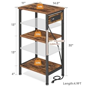   Tall-End-Table-with-Charging-Station-3-Tier-Narrow-Tall-Nightstand-with-Storage-Slim-Side-Table-with-USB-Ports-and-Outlets-for-Bedroom-Living-Room-Office-Rustic-Brown-and-Black