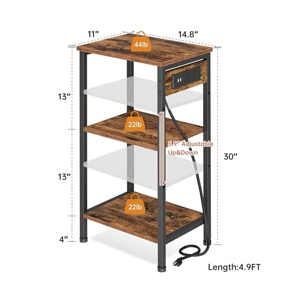   Tall-End-Table-with-Charging-Station-3-Tier-Narrow-Tall-Nightstand-with-Storage-Slim-Side-Table-with-USB-Ports-and-Outlets-for-Bedroom-Living-Room-Office-Rustic-Brown-and-Black