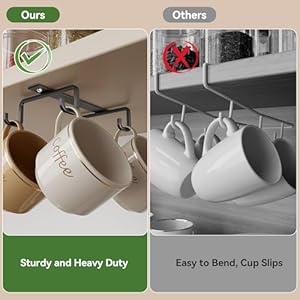 ECROCY Mug Hooks Under Cabinet Space-Saving, Metal Coffee Cup Hooks 3 Pack ECROCY Mug Hooks Under Cabinet Space Saving Metal Coffee Cup Hooks 3 Pack