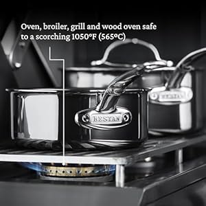 Hestan NanoBond Collection Titanium Stainless Steel 2 Quart Sauce Pan with Lid Toxin PFAS Chemical Free Clean Cookware Induction Cooktop Compatible