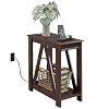 WLIVE Narrow End Table with Charging Station of Open Storage ShelfSofa Side Table with 2 USB Ports and 2 Power OutletsSlim Farmhouse End Table for Small SpacesBedroom Living Room Espresso