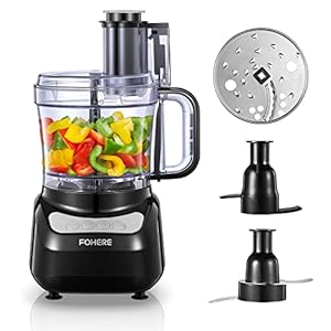 FOHERE Food Processor, 12 Cup, 2-in-1 Feed Chute Vegetable Chopper & Meat Grinder for Mincing, Dicing, Shredding, Puree & Kneading Dough, Stainless Steel FOHERE Food Processor 12 Cup 2 in 1 Feed Chute Vegetable Chopper Meat Grinder for Mincing Dicing Shredding Puree Kneading Dough Stainless Steel