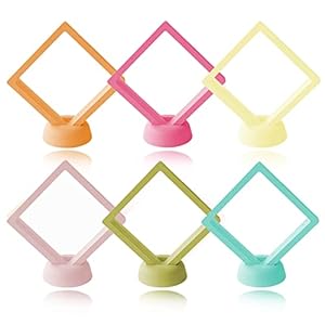 6 PCS 3D Floating Frame Display Holder Stands, Coins Display Case Travel Portable PE Film Jewelry Storage Box Transparent Display Organizer for Challenge Coins, AA Medallions, Gems 2.7/4.33 IN (2.7in)