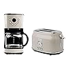 Haden 12 Cup Programmable Drip Coffee Maker Coffee Machine Bundled with Dorset 2 Slice Wide Slot Stainless Steel Toaster Putty Chrome