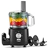 Vevor food processor 9 cup small vegetable chopper 600w dual speed electric meat processor 10 blades discs built in blade storage large feed chute pusher efficient slice shred dough prep  urban country home decor